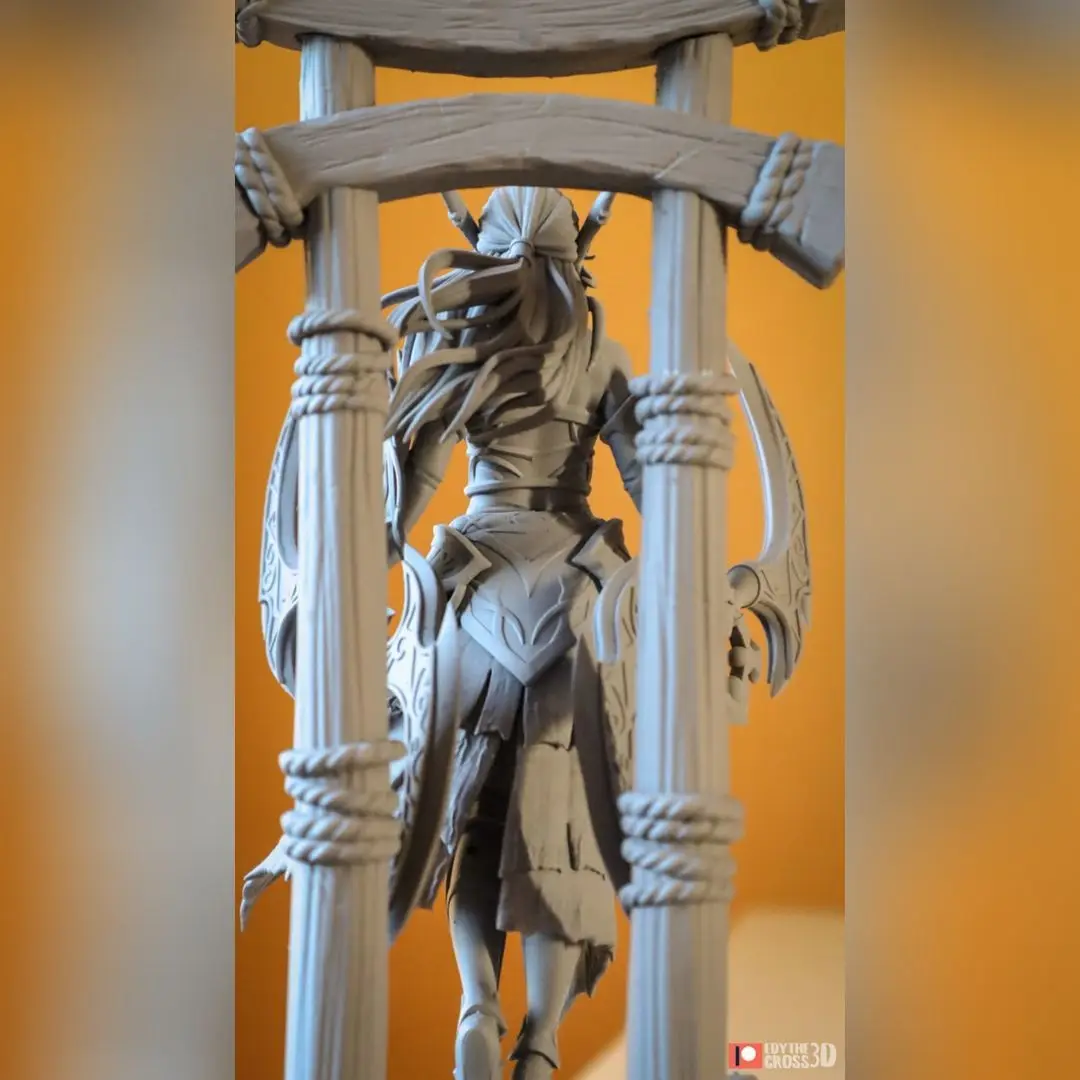 Fantasy Female Warrior Resin White Mold Printing High-precision Model Components DIY Coloring Self-assembly Miniatures