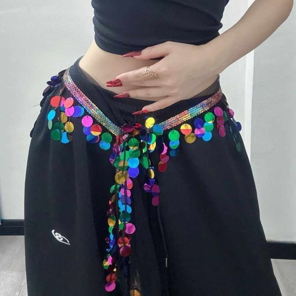 Fashion Sequins Waist Chain Tassels Mesh Hip Hop Belt Waist Accessories Belly Dancing
