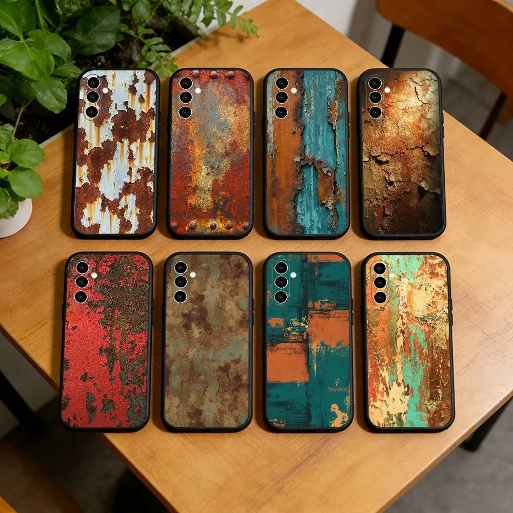 

Industrial Style Retro Rusty Phone Case Black Silicone Soft For Samsung Galaxy A73,A72,A71,A70,A53,A52,A51