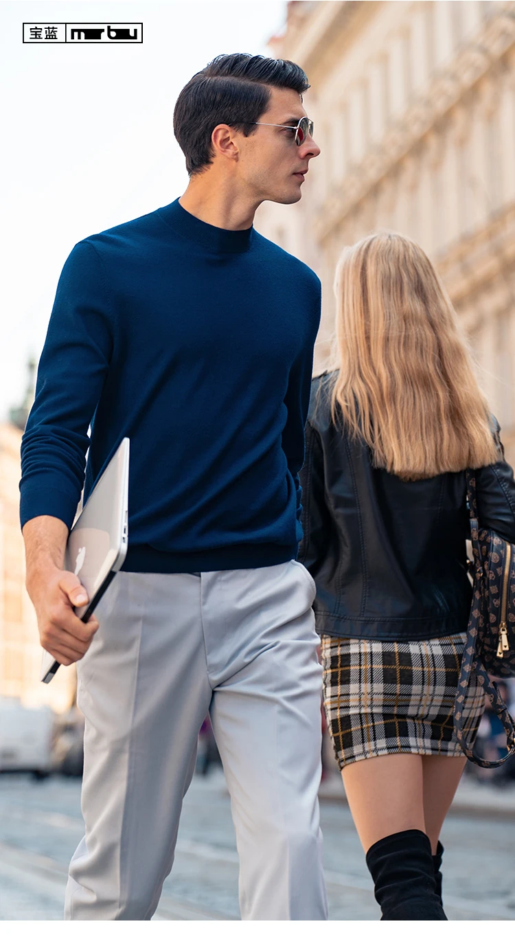 Suéter masculino de caxemira, gola meia alta, cor sólida, quente e grosso, estilo inverno, 100% caxemira