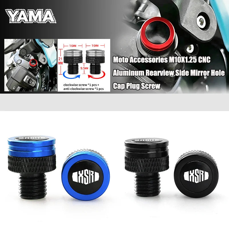 Moto Accessories For YAMAHA XSR700 XSR 700 XSR900 XSR 900 XSR125 155 CNC Aluminum Rearview Side Mirror Hole Cap Plug Screw