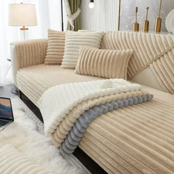 Winter Warm Dicken Plüsch Couch Abdeckung L-förmigen Schnitt Anti-slip Sofa Abdeckung Super Weiche Kaninchen Plüsch Stepp Sofa handtuch