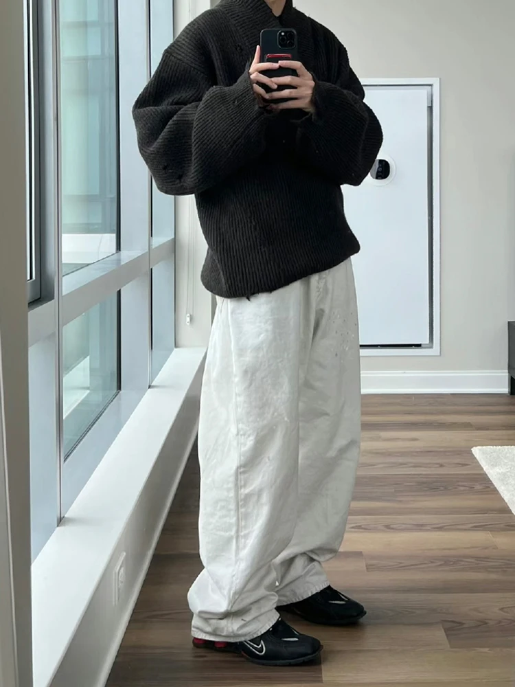 

Свитер Hed Mayner с асимметричным подолом, длинными рукавами, из чистой шерсти, однотонный, с круглым вырезом, повседневный, свободного кроя, молодежный, для зимы