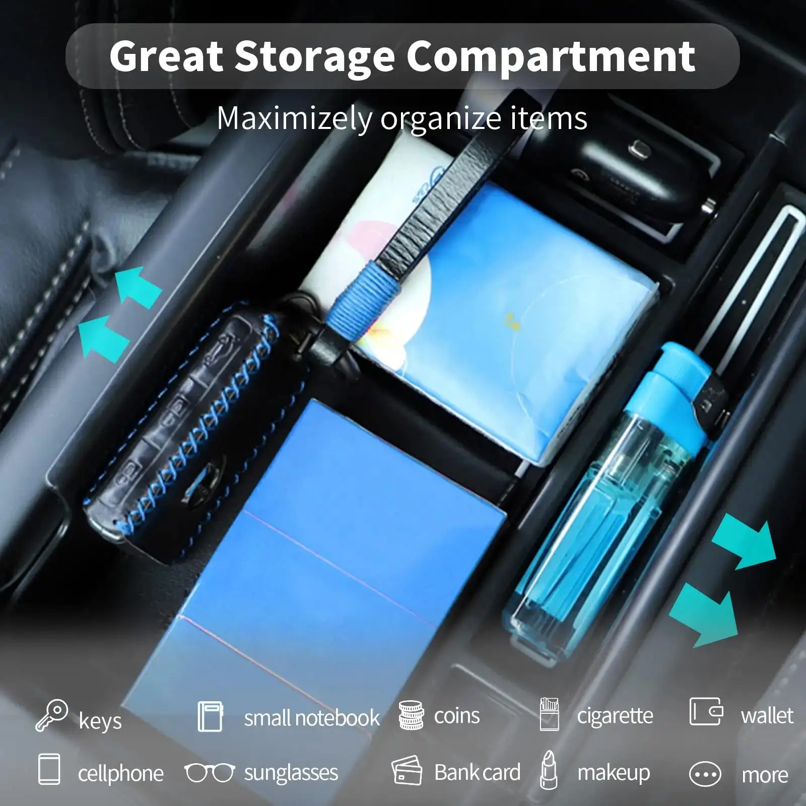 For Volvo XC40 2019 2020 2021 2022 2023 Center Console Organizer Accessories Armrest Insert Secondary Storage Box