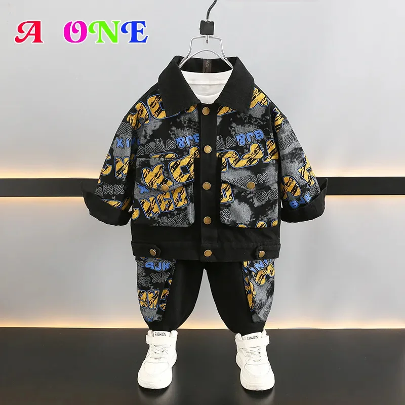 

boys denimset clothes kids clothing baby jacket + pants 2 pcs denim coat suit outfit 2-12yrs