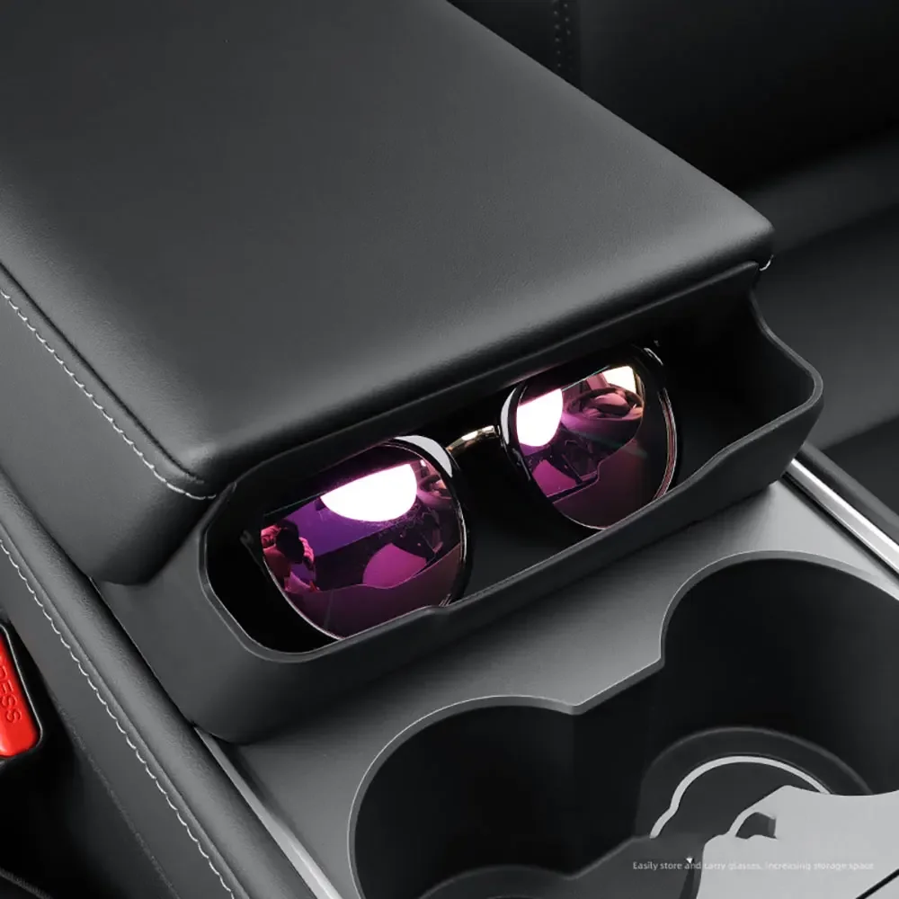 

Car Glasses Tray For Tesla Model Y(2020-2024) Model 3(2021-2022) Center Console Armrest Storage Box Organizer