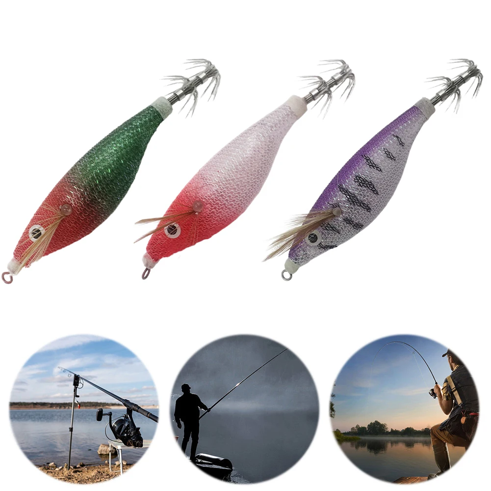 طُعم صيد السمك المضيء طُعم القفز الأفقي الخشب الروبيان الحبار الطعم الثابت لصيد الأسماك البحرية