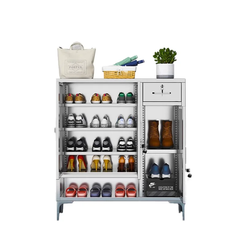 Customized stainless steel shoe cabinet door household balcony storage locker waterproof sunscreen large capacity home shoe cabi