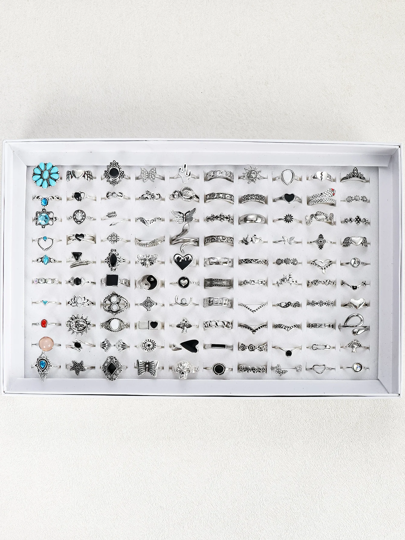 5/30/50/100 قطعة/الوحدة مصنع الجملة سبائك خواتم الاصبع للنساء حار جديد انقطاع الجمجمة العنكبوت الحيوان ليف الحب الأفعى مجوهرات