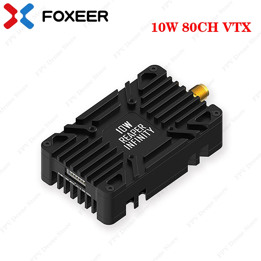 

FOXEER 4.9G-6G Reaper Infinity 10W 80CH VTX 2-8S Lipo 400mW/2W/5W/7.5W/10W Switchable Transmitter for Long Range RC FPV Drone