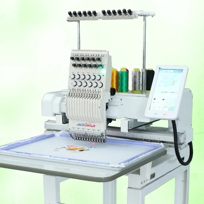 OEM مخصص جديد رئيس واحد Broderie Mquinas De Bordado تي شيرت الملابس قبعة آلة التطريز مع 12/15 الإبر