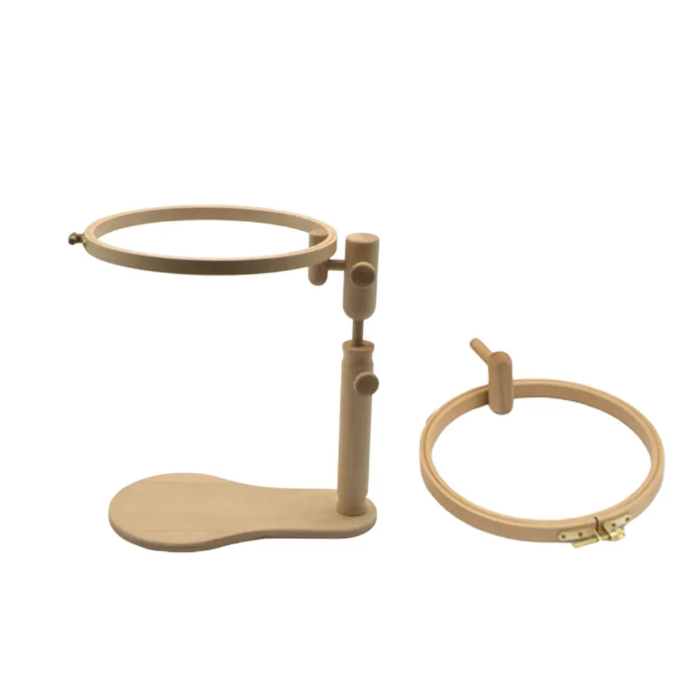 

1 set Wooden Embroidery Hoops 18Cm 21Cm With Rack 360° Rotatable Diy Craft Kit For Beginners Handmade Sewing Tools Embroidery