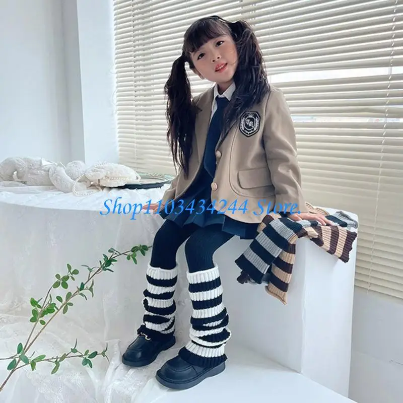  Children's Striped Leg Warmers Color Matching Long Sock Sleeve Trendy Calf Cover