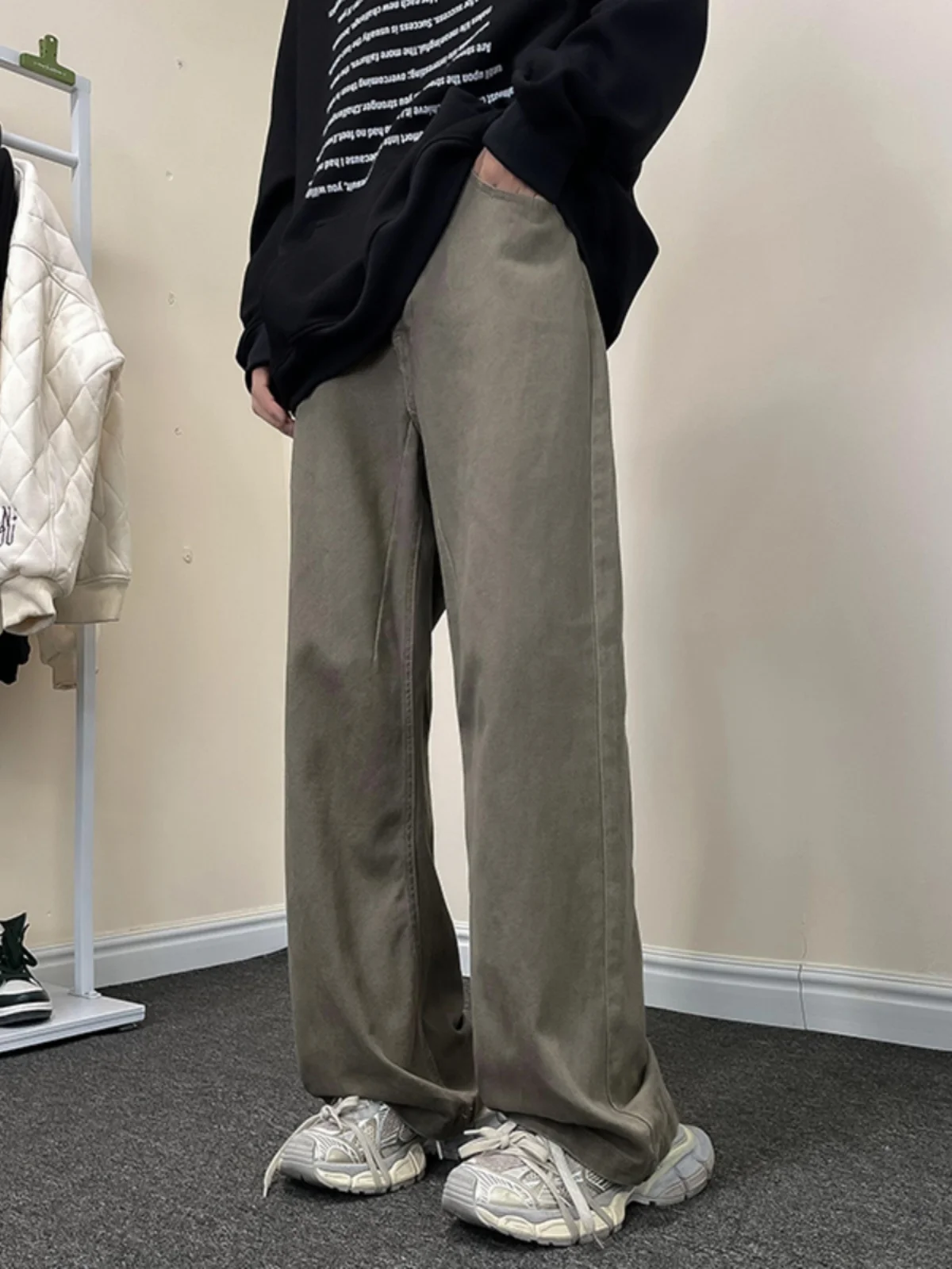 

Retro American Coffee-Colored Men's Jeans High Street Casual Waed Loose Straight Leg Long Pants Trendy Vintage Brand