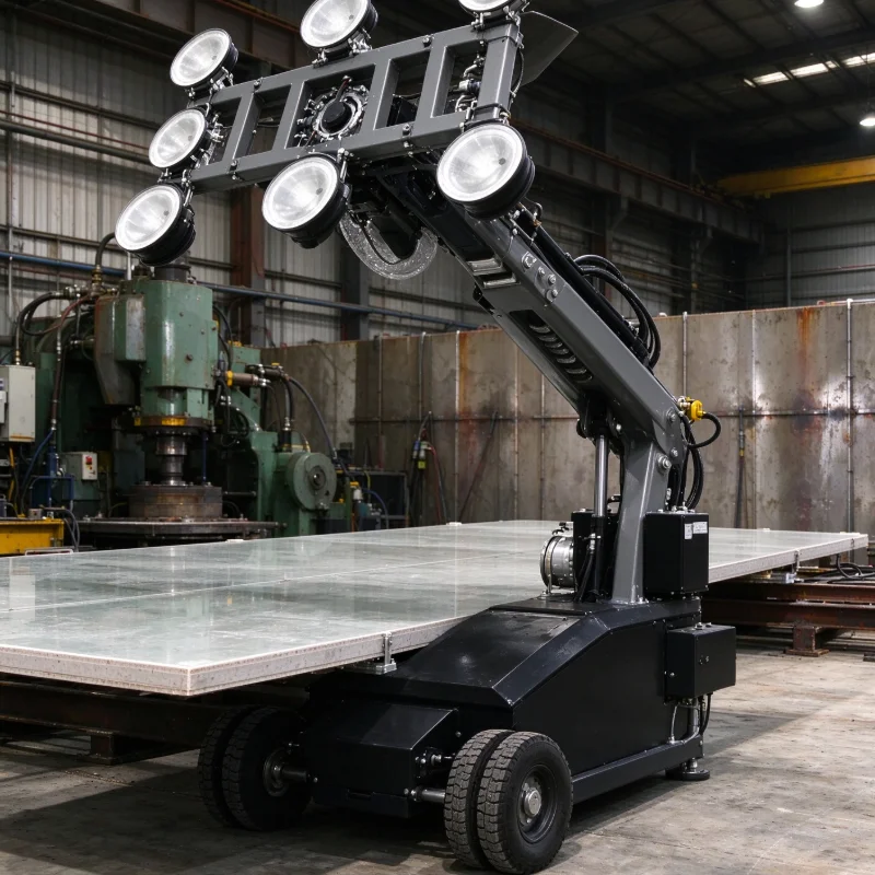 Electric Vacuum Suction Cup Lifter for Stone Slab Handling, Mobile Vacuum Lifter with Remote Control and Tilting