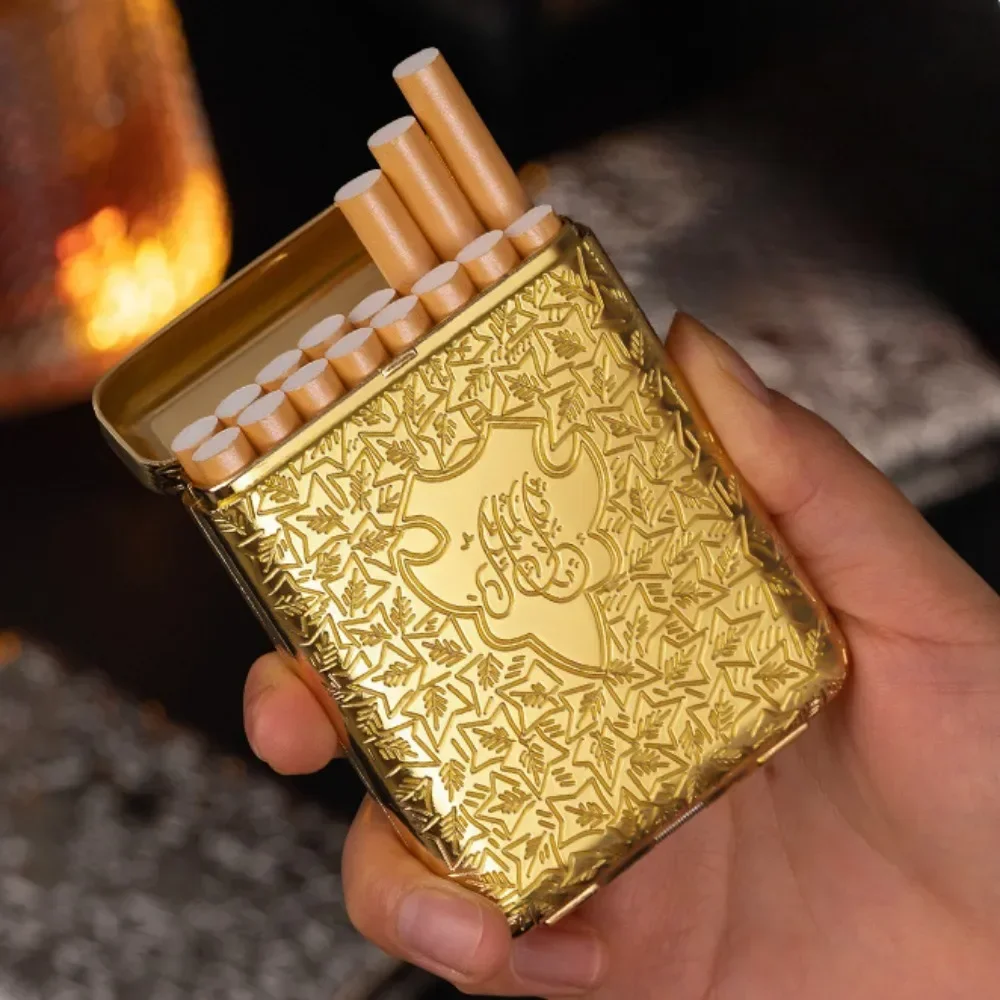 Retro Carving Cigarette Case 16pcs Capacity Storage Container for 84mm Cigarette Pocket Cigarette Box Holder Smoking Accessories