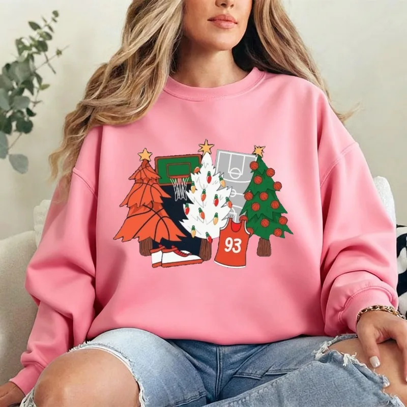 面白い女性用冬用スウェットシャツ バスケットボール愛好家向け クリスマスギフト シーズン限定 クリスマス パーカー 冬用カジュアルファッション トレンドのサーマルパーカー