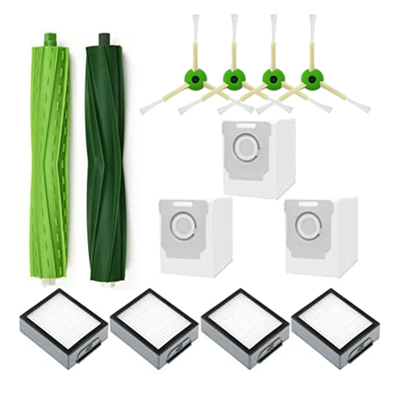 อุปกรณ์อะไหล่สำหรับ iRobot Roomba Combo J7 + อะไหล่เครื่องดูดฝุ่น: ถุงกรองแปรงด้านข้างทำจากยาง