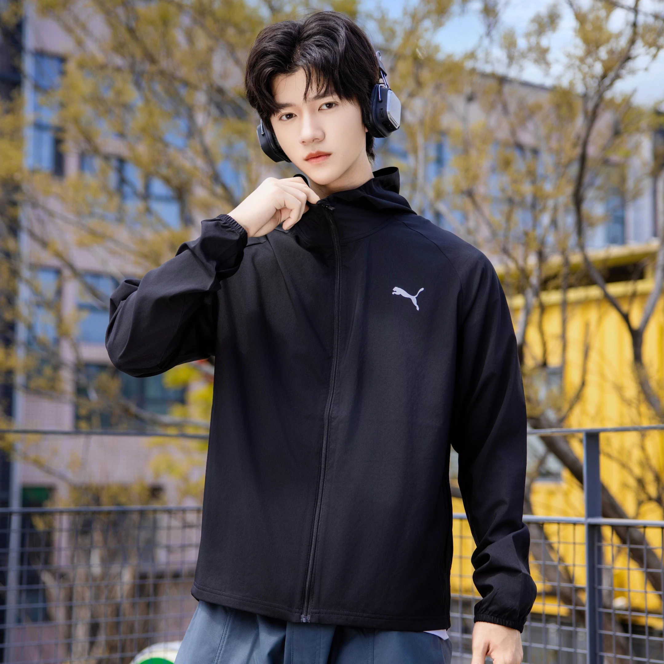 Puma Black New Sportswear Casual Running Woven Jacket Men's and Women's Clothing 52367301