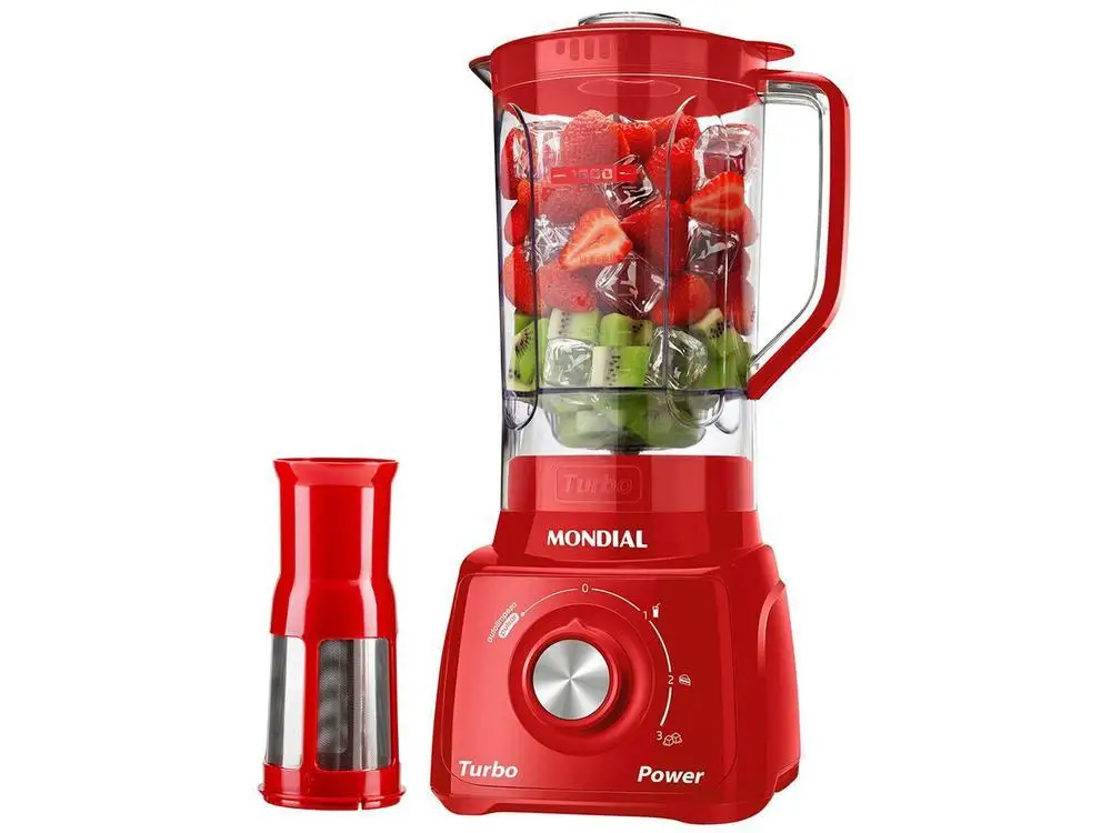 L-99-FR Mondial Turbo Power Blender with 3 Speeds Filter 500W Red-220V