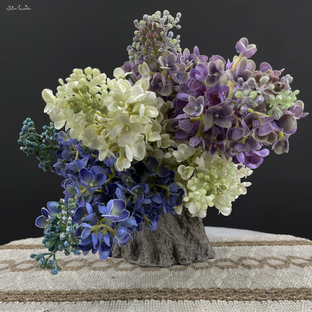 SunMade High-end Real Touch Dreamy Lilac Branch Fake Flowers Home Decor Dining Table Decoration Accessories Autumn Decore DIY
