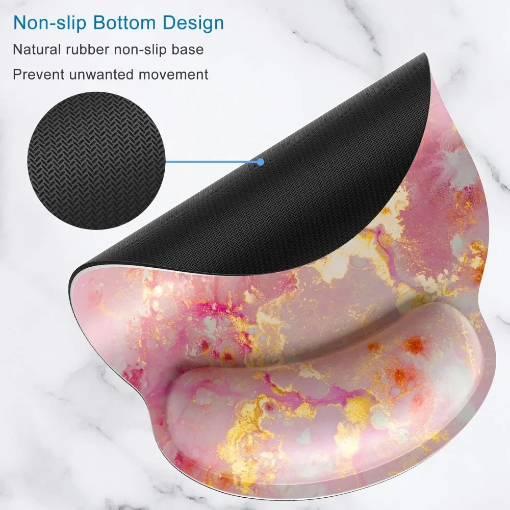 Ergonomische muismat met polssteun Polssteun Glad oppervlak Antislip rubberen basis Comfortabel, 9,8 x 9,1 inch