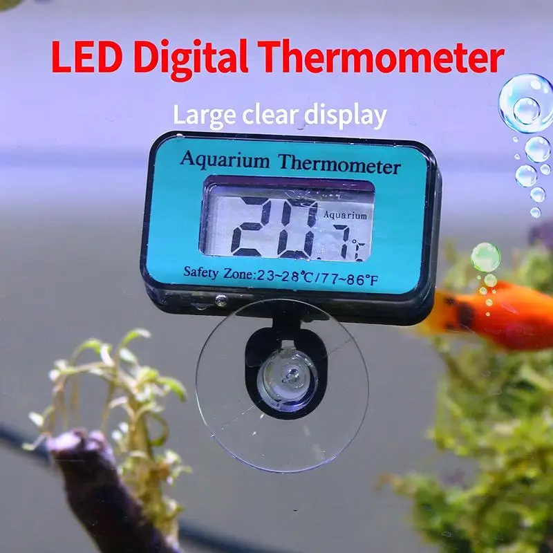 Digital Aquarium Thermometer High Accuracy LCD Display with Probe Suction Cup for Freshwater Saltwater Fish Tank