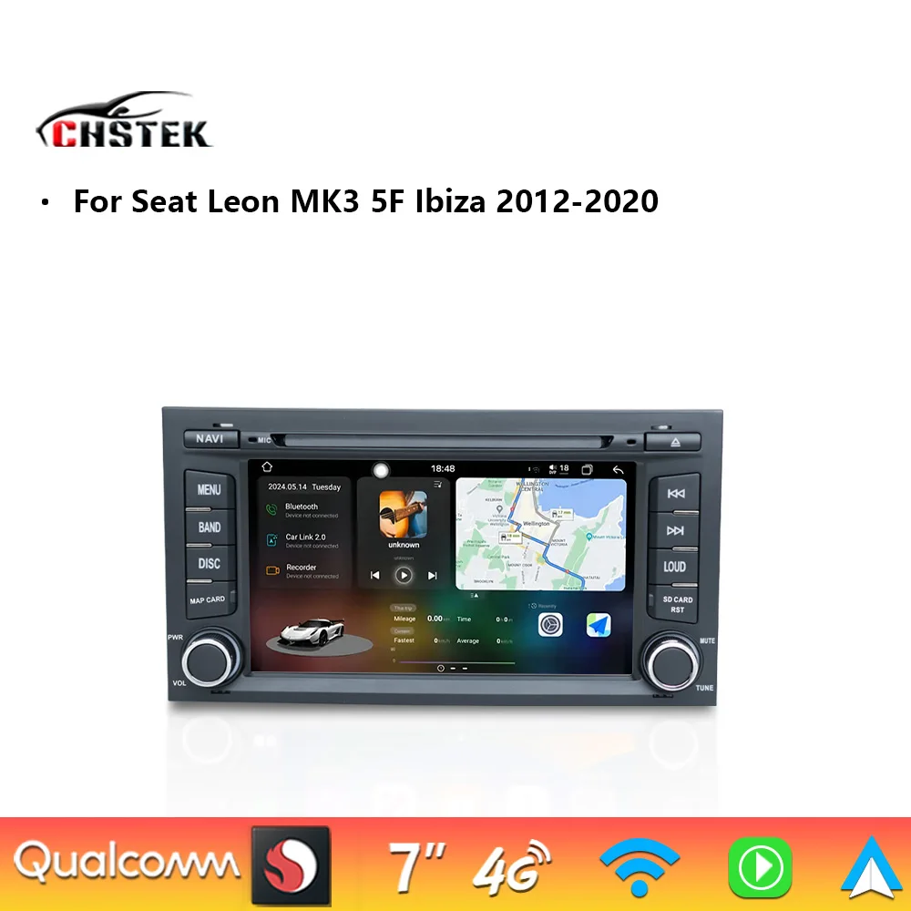 

Car Radio Carplay Android Auto For Seat Ibiza Leon MK3 5F 2012-2020 Stereo Navigation Bluetooth WIFI 4G Multimedia Player CHSTEK