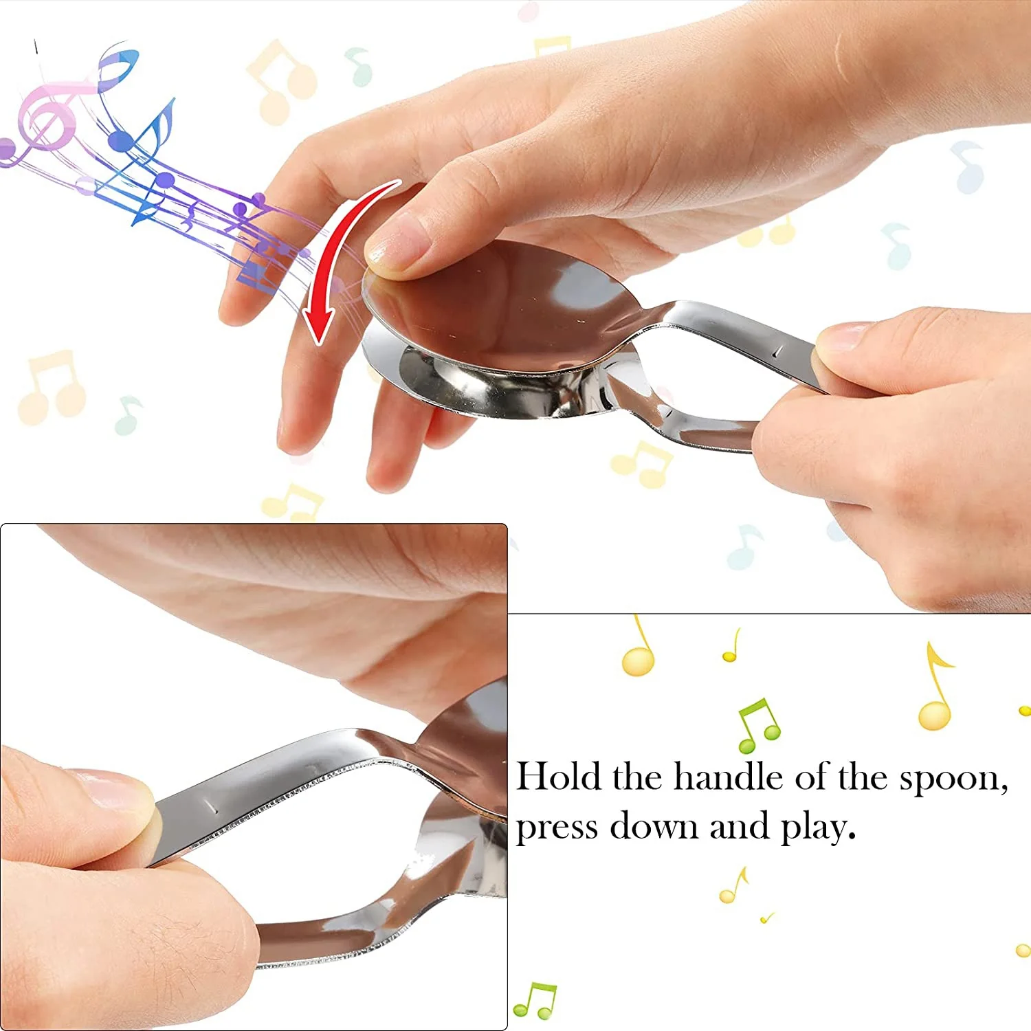 Musical Spoons Instrument with Wooden Handle Percussion Instrument with Wooden Handle Irish Percussion Instrument