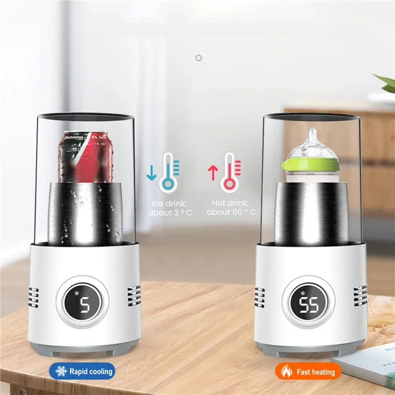 2 em 1 copo de resfriamento rápido refrigerador caneca de café mais quente para leite chá cerveja aquecimento elétrico copo de bebida de resfriamento para escritório em casa