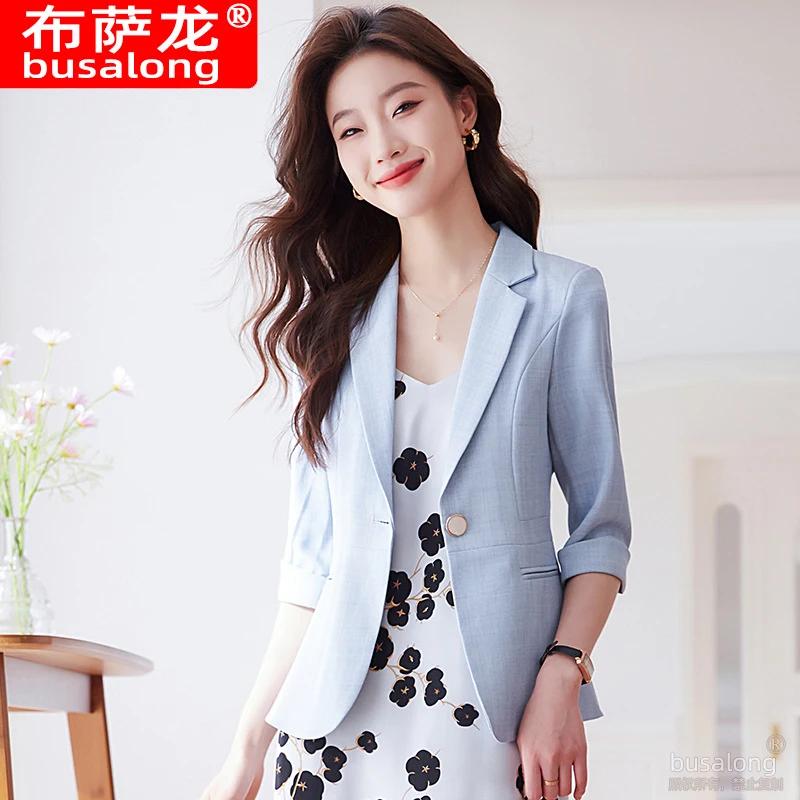 2026New style blazer with a business vibe, women's mid-sleeve professional suit, formal women's jacket, workwear2213