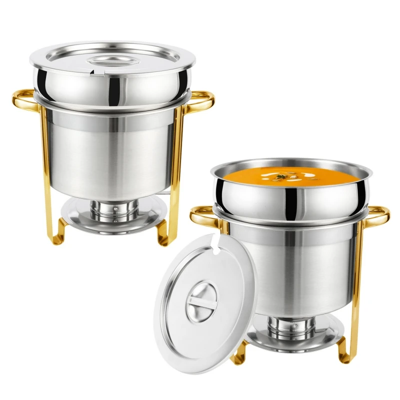 

Hotel Supplies Luxury Restaurant Heating Stainless Steel Soup Pot Warmer Buffet Set