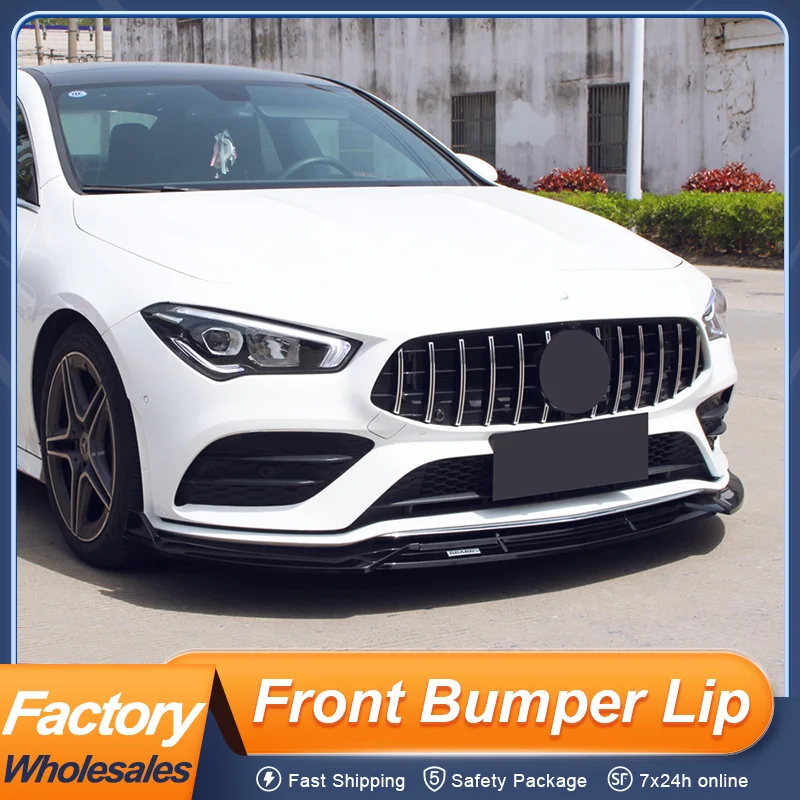 

For Mercedes CLA W118 20 21 Front Bumper Lip Chin Splitter Body Spoiler 3Pcs/Set PP Plastic Matt Black Carbon Color Accessories