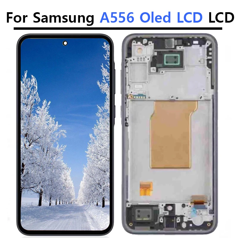 Протестированный OLED-дисплей с рамкой для Samsung A55 5G A556 ЖК-дисплей A556V A556E A556B, дигитайзер сенсорного экрана в сборе, поддержка отпечатков пальцев