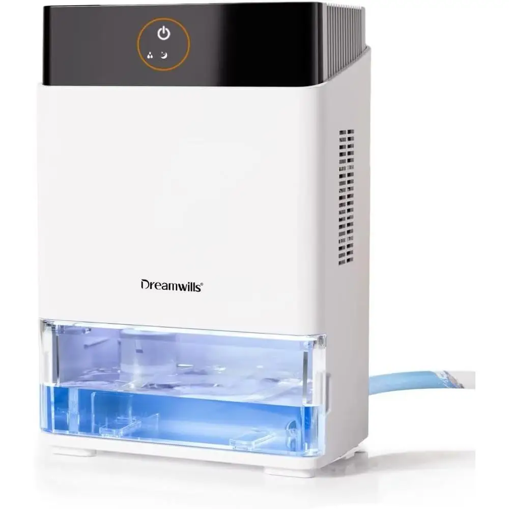 CS71 Small Dehumidifier Compact Quiet Energy Saving with Drain Hose Fragrance 40oz Water Tank Automatic Shutoff Sleep Mode