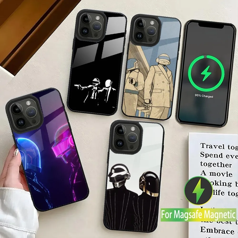 D-Daft Punk Band Phone Case For iPhone 16,15,14,13,12,11,Plus,Pro,Max Mini Magsafe Magnetic Wireless Charging