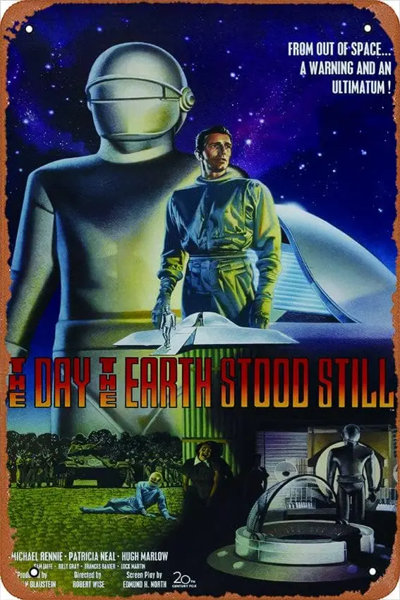 The Day The Earth Stood Still Movie (1951) Placa de cartel de chapa de metal; Decoración de pared retro vintage