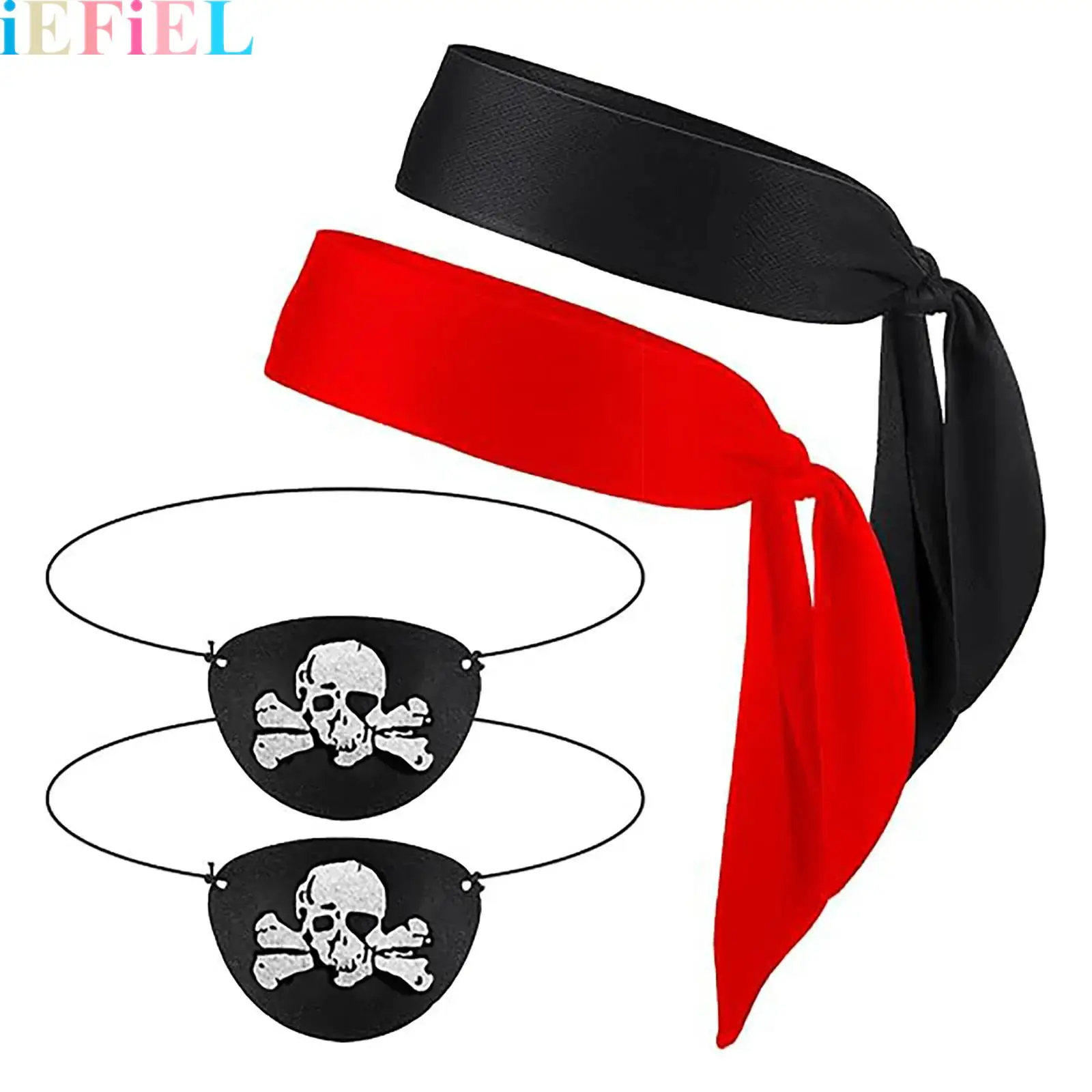 

4 Pcs Pirate Accessories Pirate Headband Costume Party Supplies Head Scarf Eye Patches for Halloween Cosplay Party
