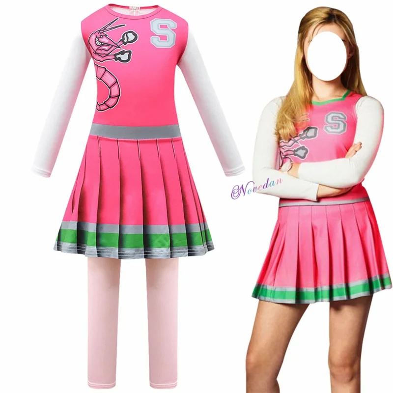 Meninas carnaval halloween cheerleader traje cosplay crianças zumbi addison roupa fantasia vestido uniforme de alegria roupas