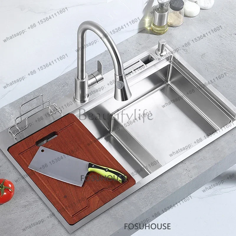 PG Modern 304 Stainless Steel Sink Crockery Drainer Kitchen Accessories Thicken Brushed Kitchen Fixture Kitchen Sinks