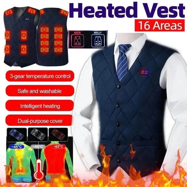 

Heated Vest Coat USB Interface Suit Vest Thermal Electric Heating Clothing Women Men Thermal Heated Vest for Camping Hiking