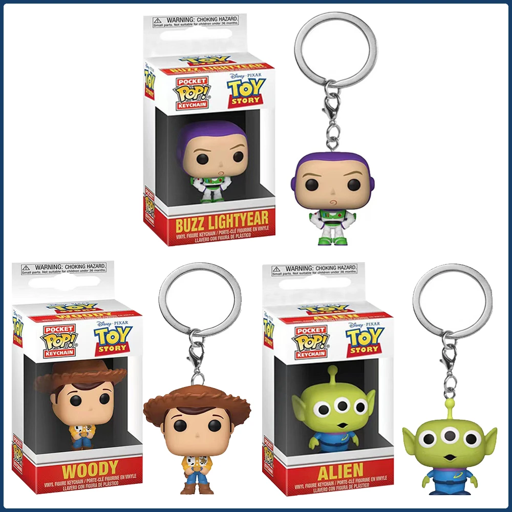 

Funko Keychain Disney Animation Toy Story Alien Buzz Lightyear Woody Cartoon Q-version Cute Action Figures Pendant Keychain Gift