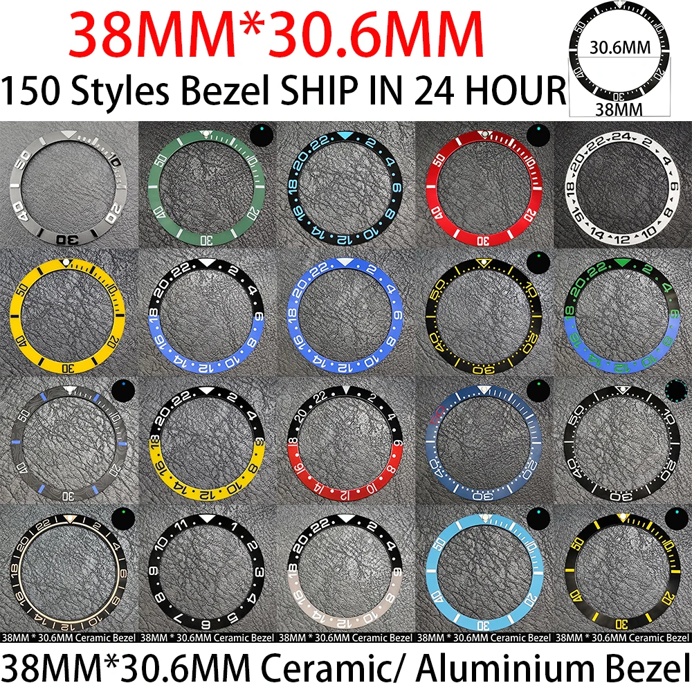 Schräge 38mm * 30,6mm Keramik/Aluminium Blau Leuchtende Lünette GMT und Taucheruhr-Einsatz Passend für 40mm Uhrengehäuse Ersatz-Uhrenteil – Detail 1