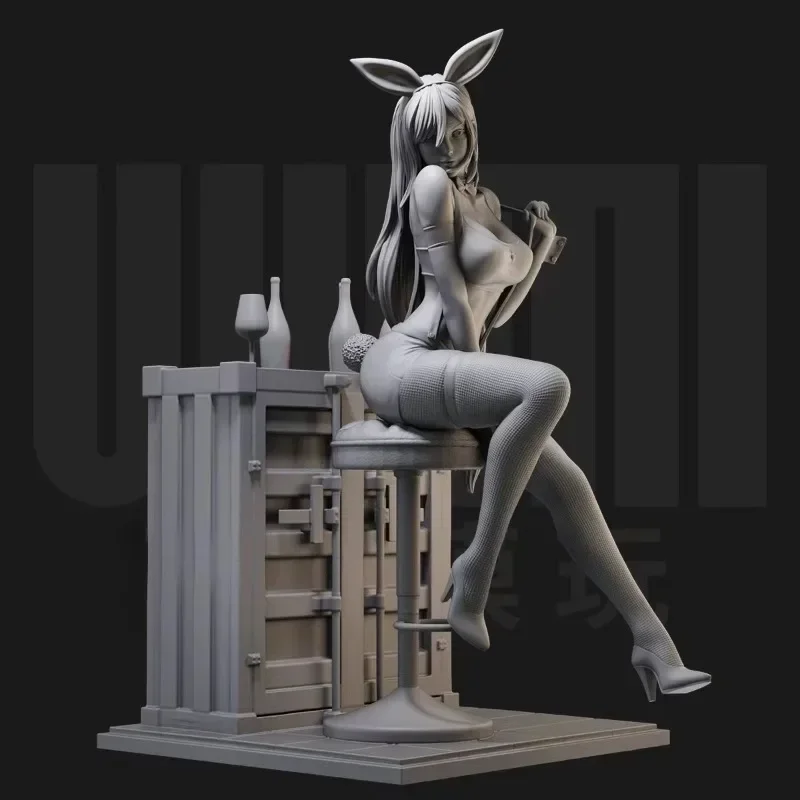 1/24 Scale 75mm Pub Bunny Pretty Resin Figure Model Kit Fantasy Hobby 3D printing Miniature Diorama Toy Unassembled Unpainted