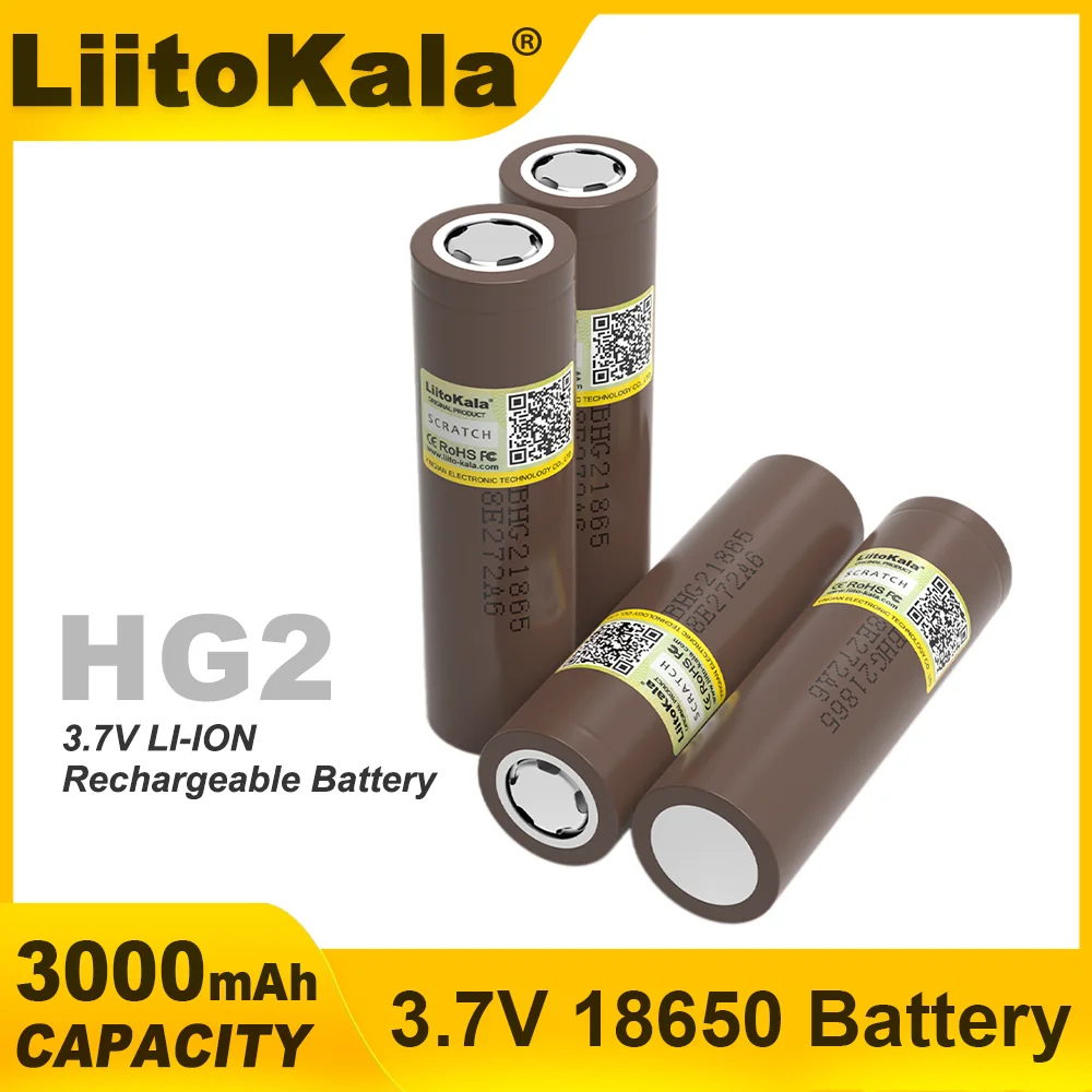 New  Liitokala 18650 Battery HG2 3000mAh 3.6V Lithium Continuous Discharge 20A Dedicated Electronic Power  Battery