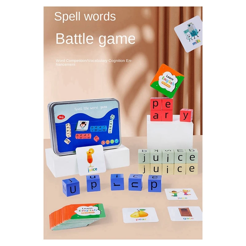 Children's Alphabet Spelling Game Children's English Card Battle Rotating Building Blocks Props