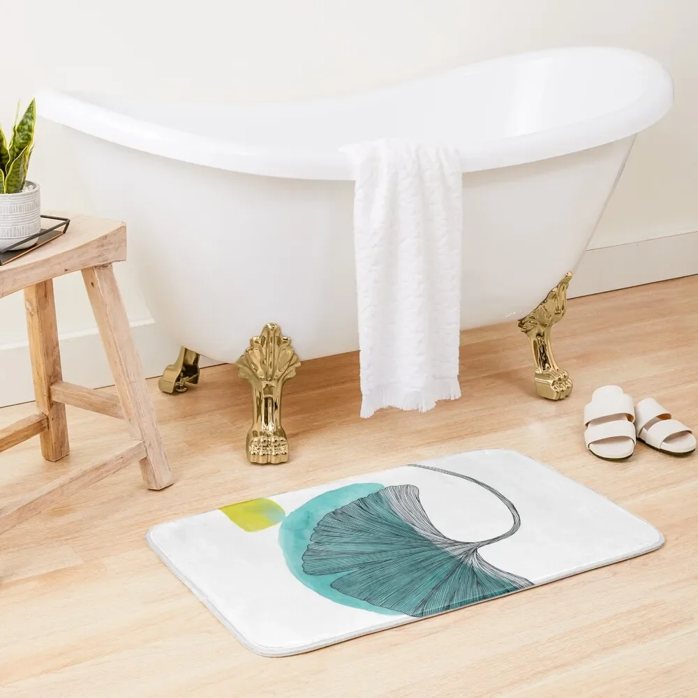 

Ink Gingko Leaf Bath Mat Living Room Rugs Foot Bathroom Mat