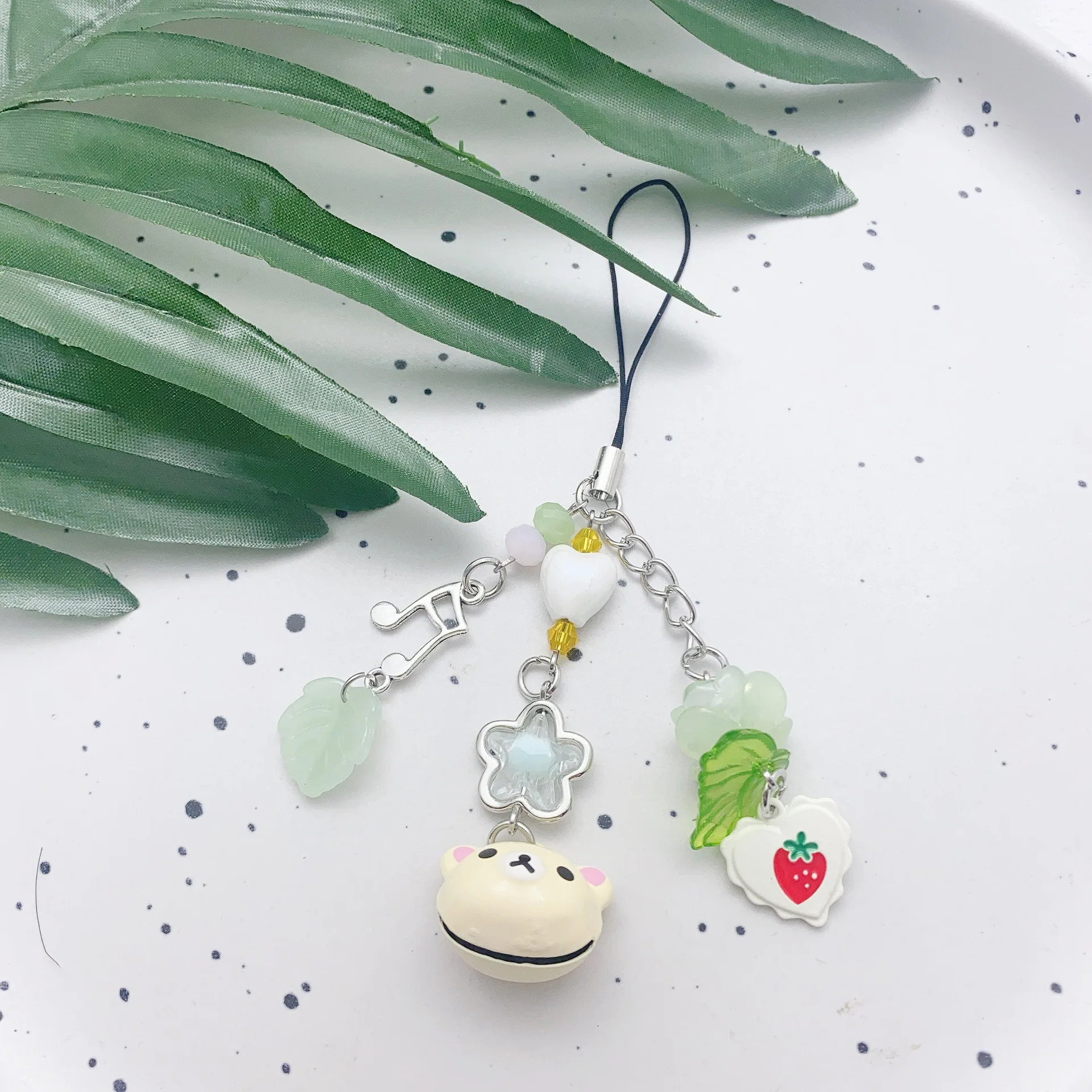 Handmade Beaded Bell Cat Phone Lanyard Totoro Rilakkuma Bear Pendant Bag Charms Cell Phone Backpack Keychain Girl Friends Gifts