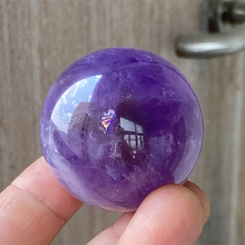 Natural High Quality Amethyst Polished Energy Massage Ball Reiki Healing Stone Sphere Feng Shui Ornaments Home Decoration+Base