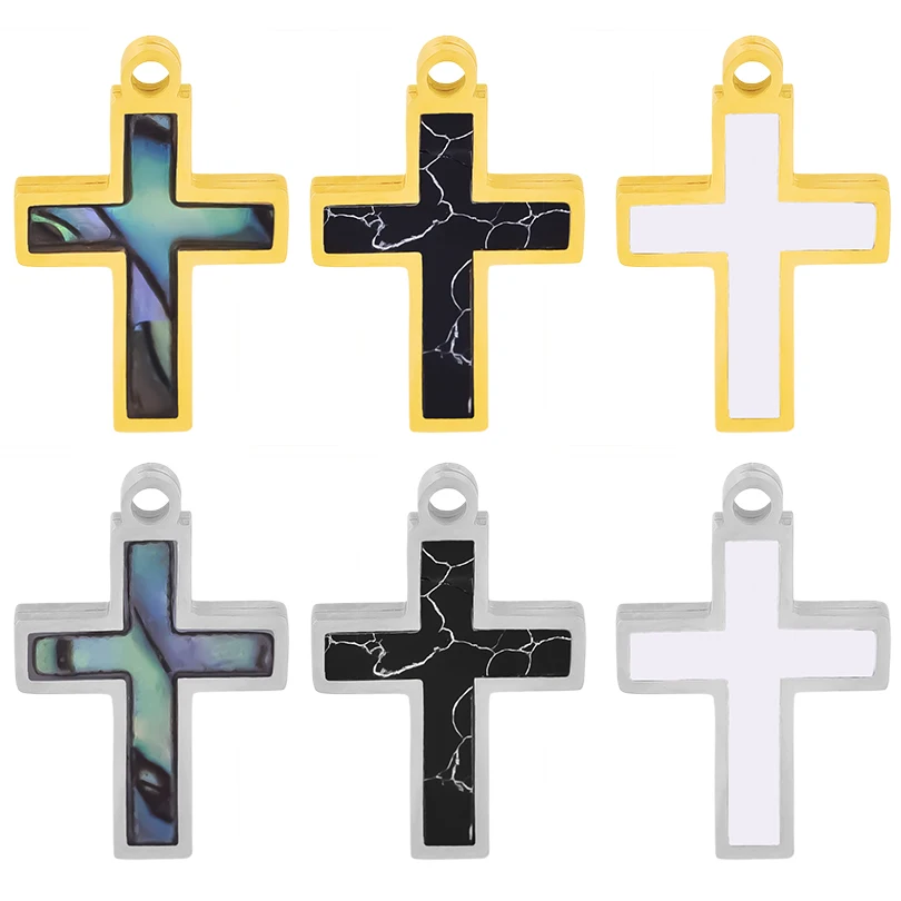 

Punk 10pcs/lot Enamel Stainless Steel Cross Pendants Jesus Cross Charms DIY Necklace Findings Jewelry For Men Women Wholesale